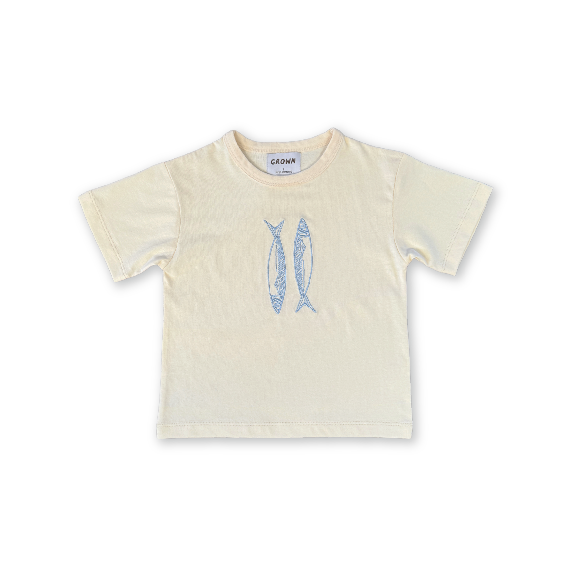 Grown Organic Sardine Embroidered Tee - Milk