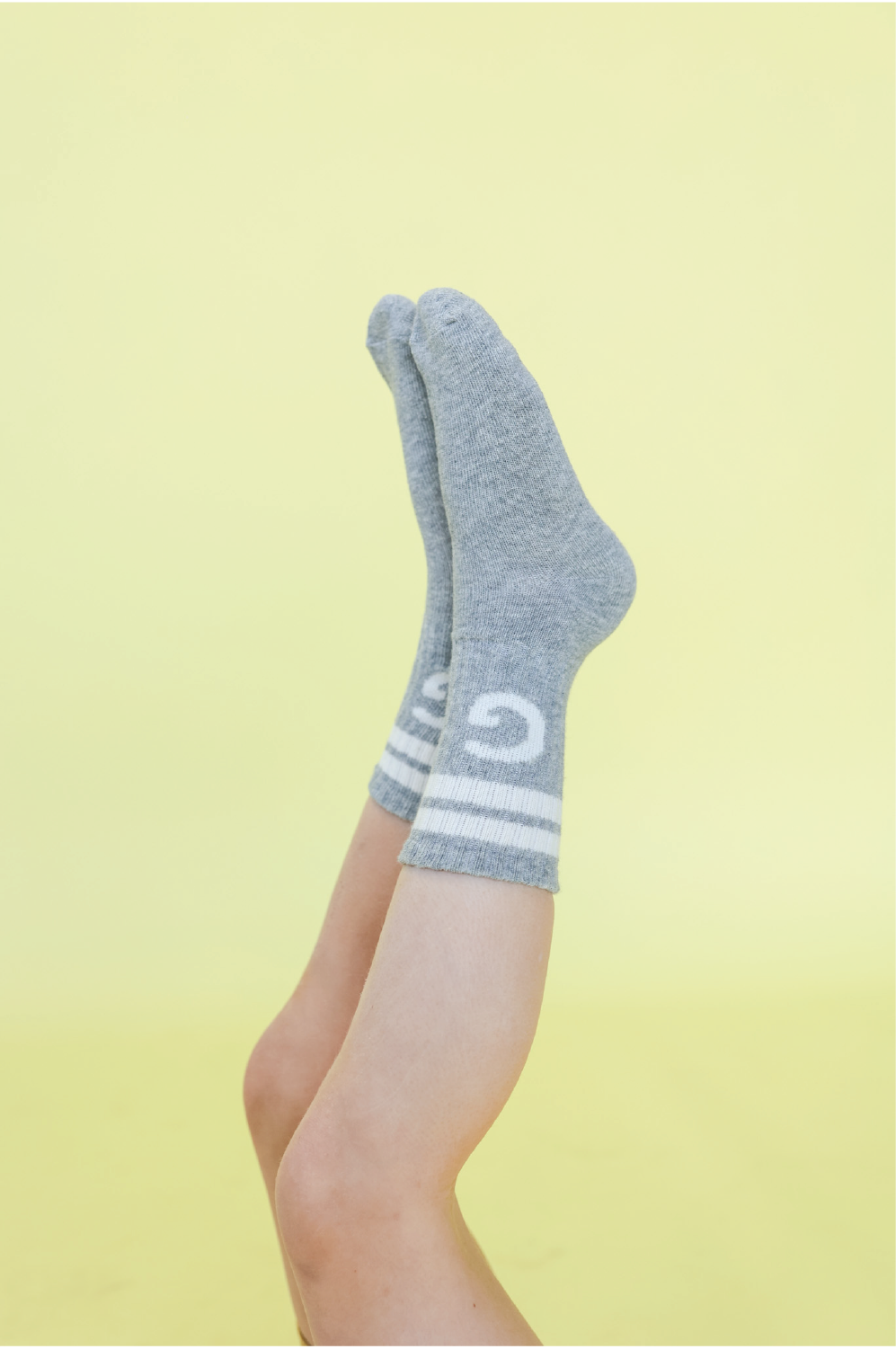 Grown Stripe Logo Socks - Grey Marle