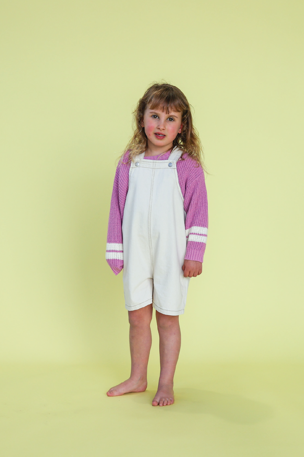 Grown Organic Everyday Twill Short Overalls - Milk