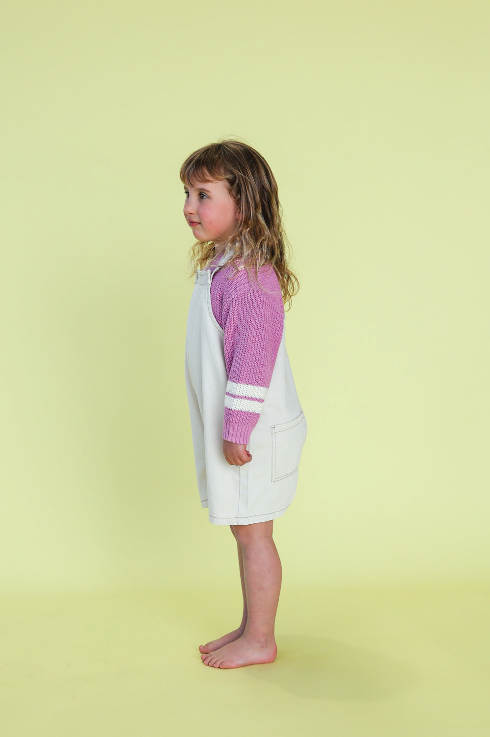 Grown Organic Everyday Twill Short Overalls - Milk