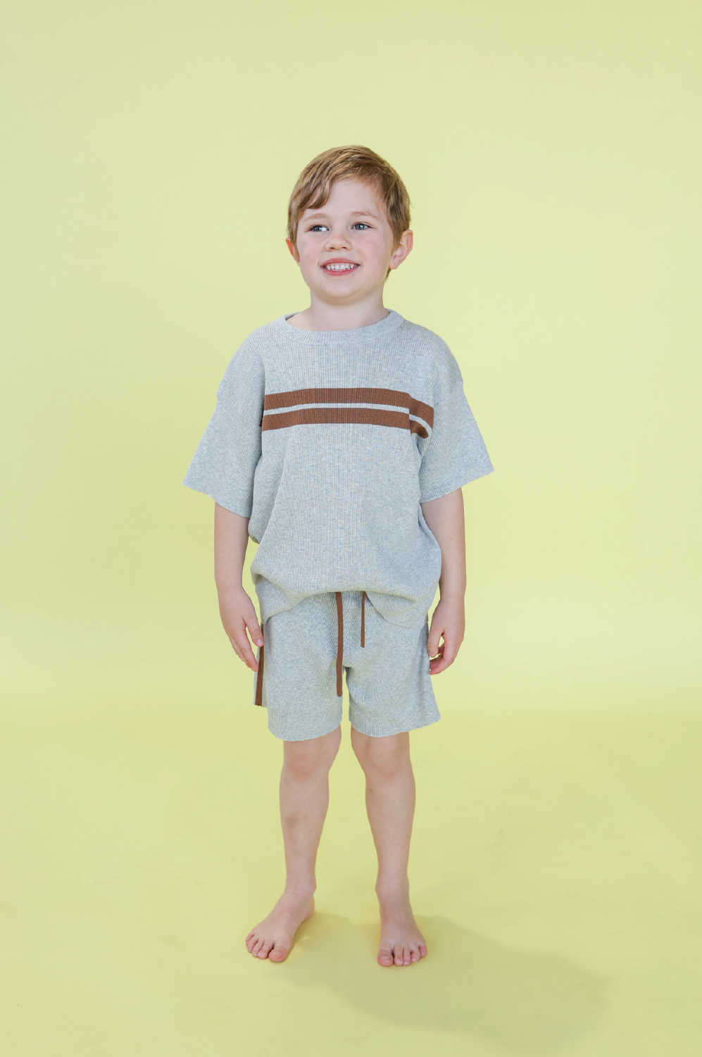 Grown Organic Striped Ribbed Knit Shorts