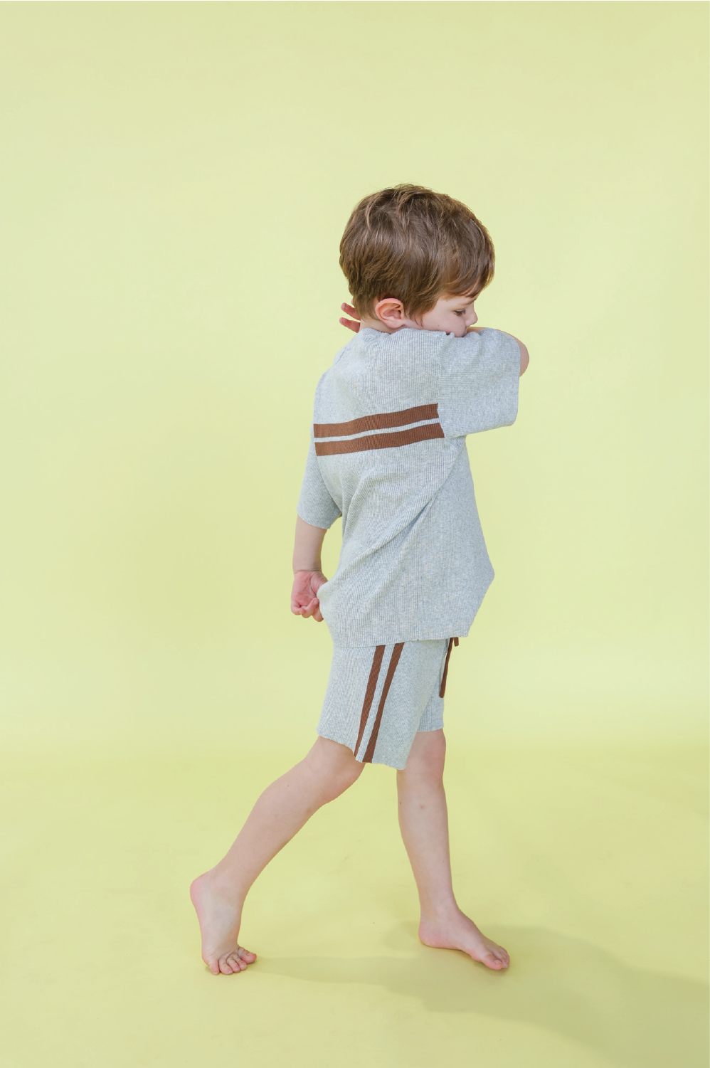 Grown Organic Striped Ribbed Knit Shorts