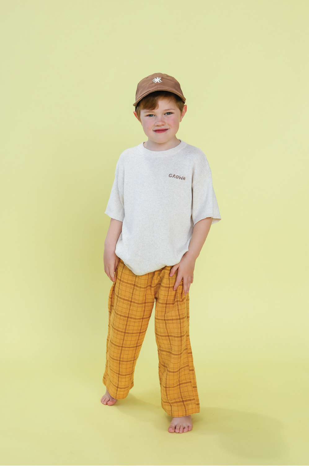 Grown Organic Ribbed Knitted Logo Tee - Coconut