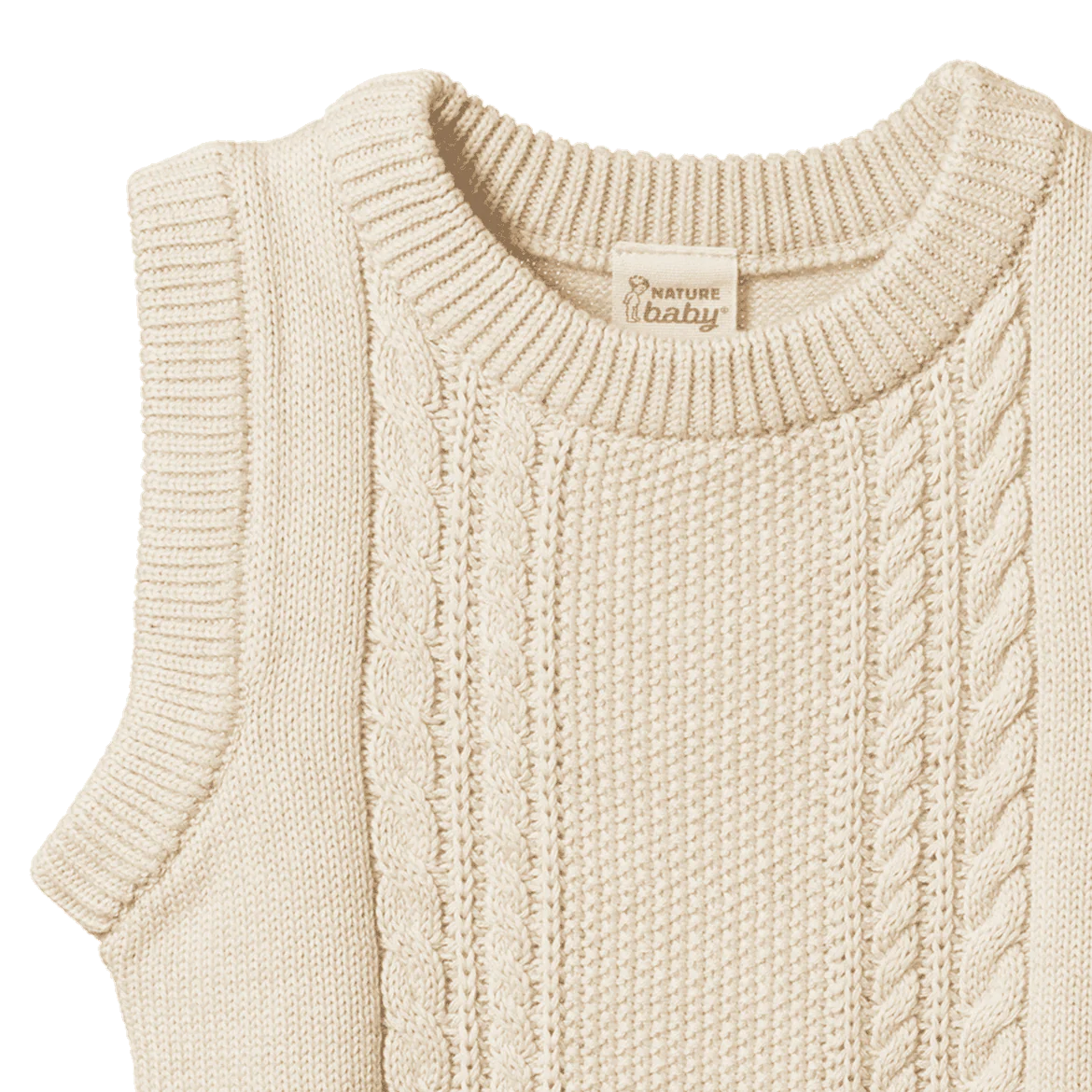 Nature Baby Walter Vest - Oatmeal Marl Cable Knit