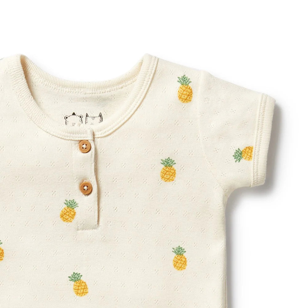 Wilson & Frenchy Piney Pals Organic Pointelle Henley Bodysuit