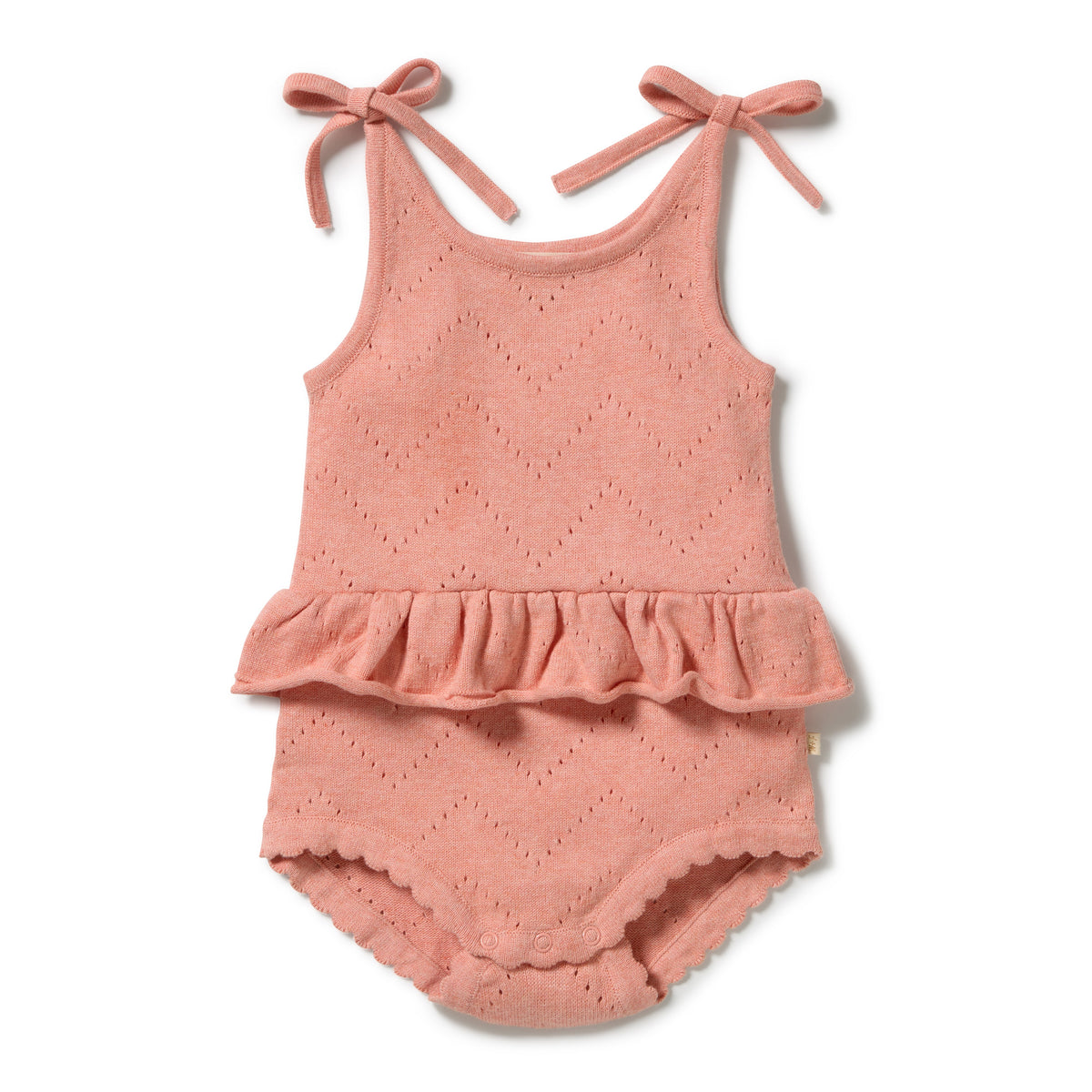Wilson & Frenchy Petal Pink Organic Knitted Pointelle Playsuit