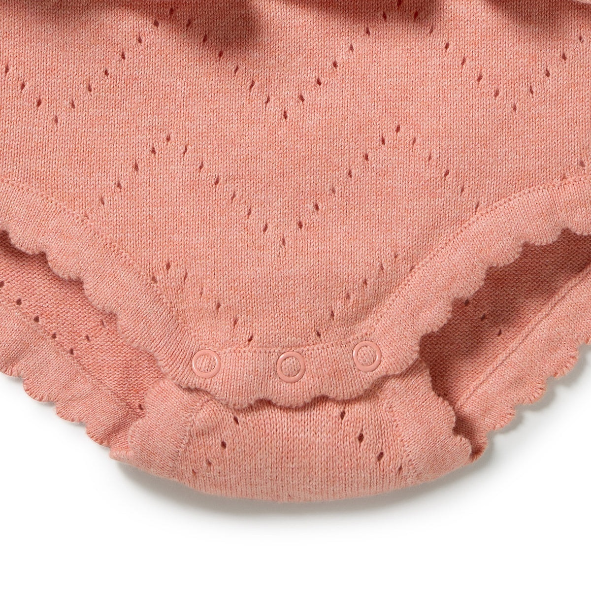 Wilson & Frenchy Petal Pink Organic Knitted Pointelle Playsuit