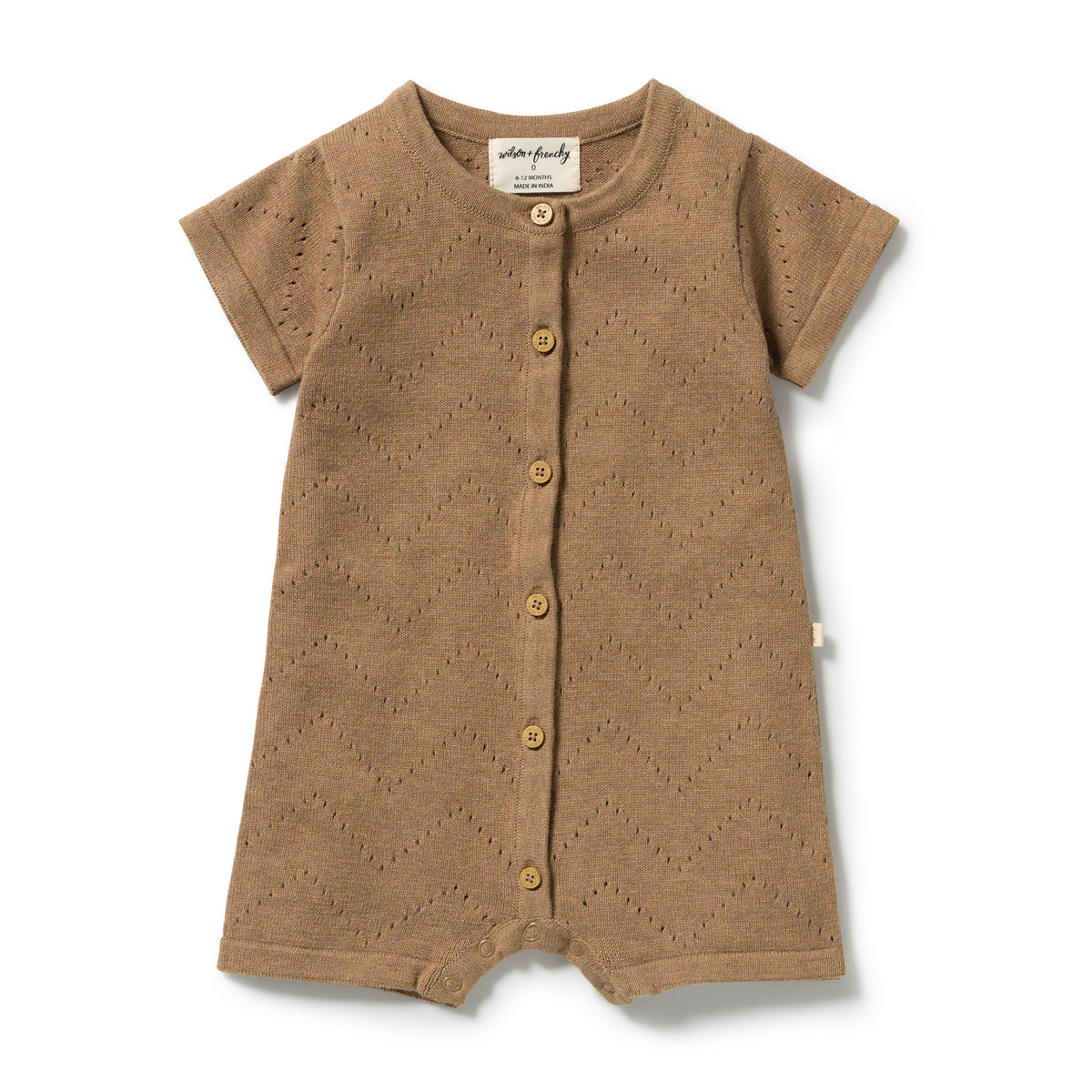 Wilson & Frenchy Ginger Snap Organic Knitted Pointelle Growsuit