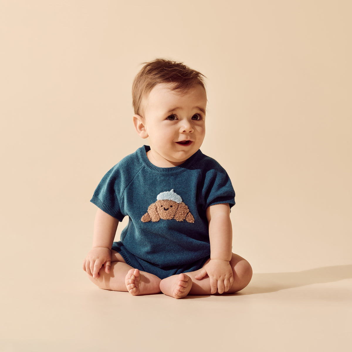 Wilson & Frenchy Little Croissant Organic Knitted Growsuit