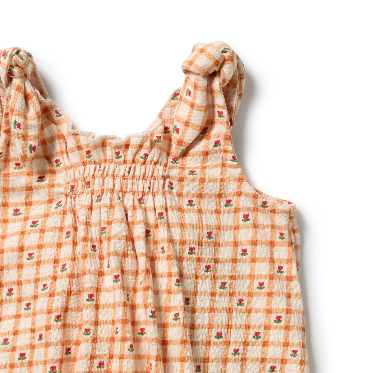 Wilson & Frenchy Checkerberry Organic Crinkle Tie Playsuit