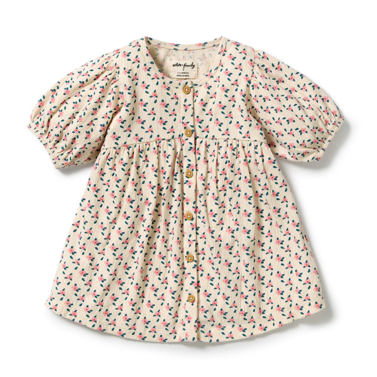 Wilson & Frenchy Little Blossom Organic Crinkle Button Dress