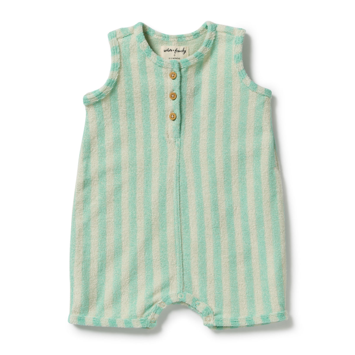 Wilson & Frenchy Seafoam Stripe Organic Terry Growsuit