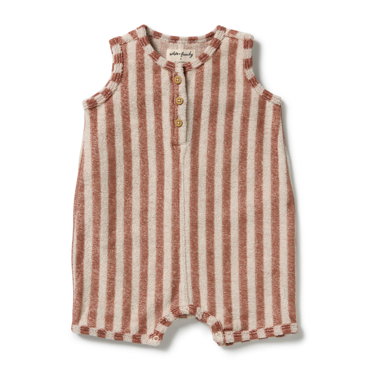Wilson & Frenchy Cherry Cola Stripe Organic Terry Growsuit