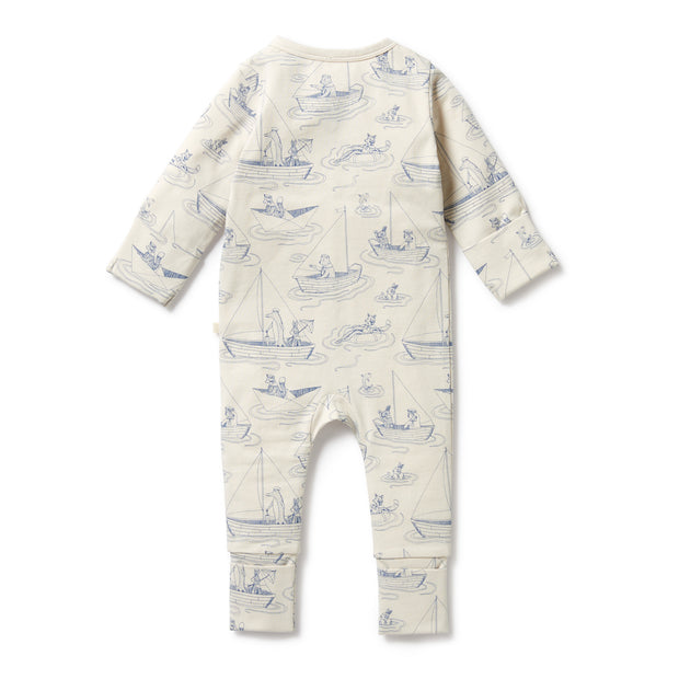Wilson & Frenchy Sail Away Organic Zipsuit with Feet