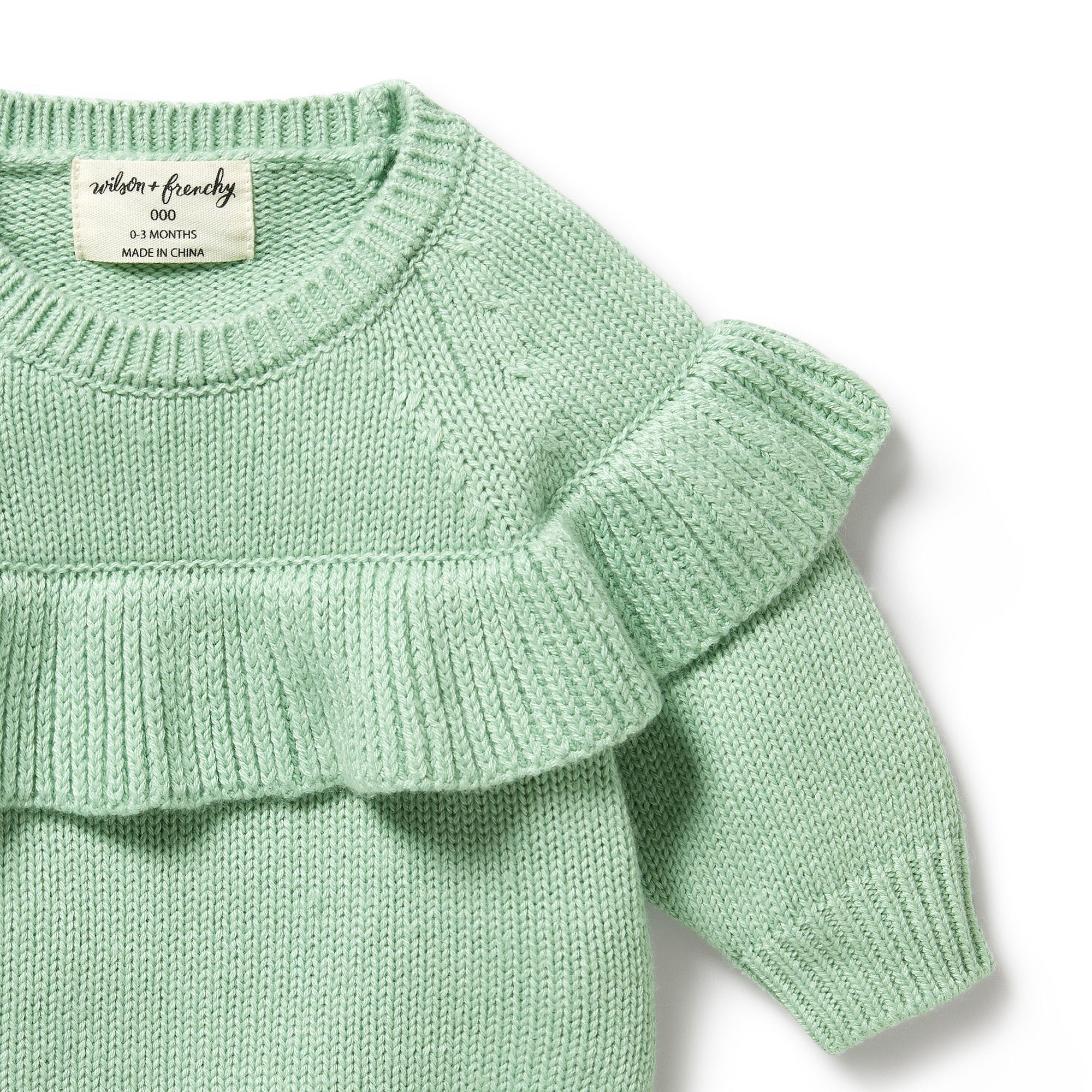 Wilson & Frenchy Mint Green Knitted Ruffle Jumper
