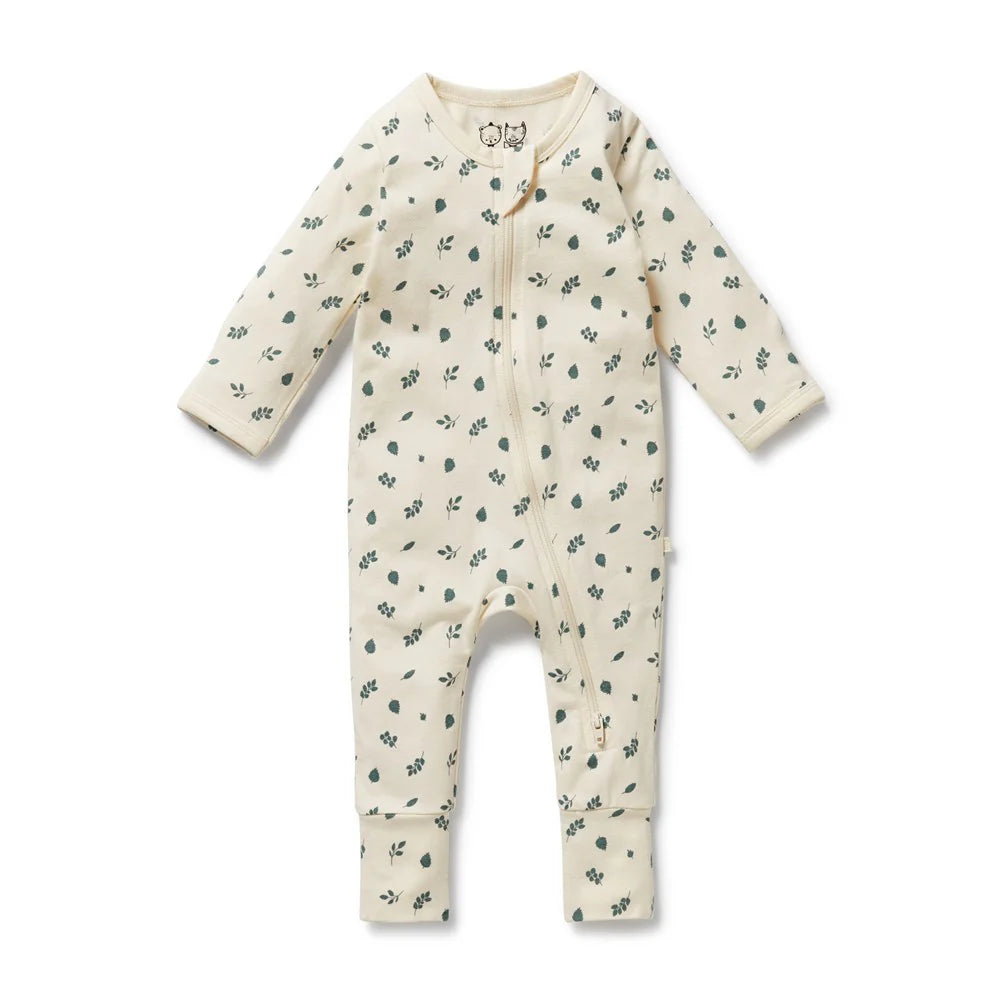 Wilson & Frenchy Twilight Leaf Organic Zipsuit with Feet