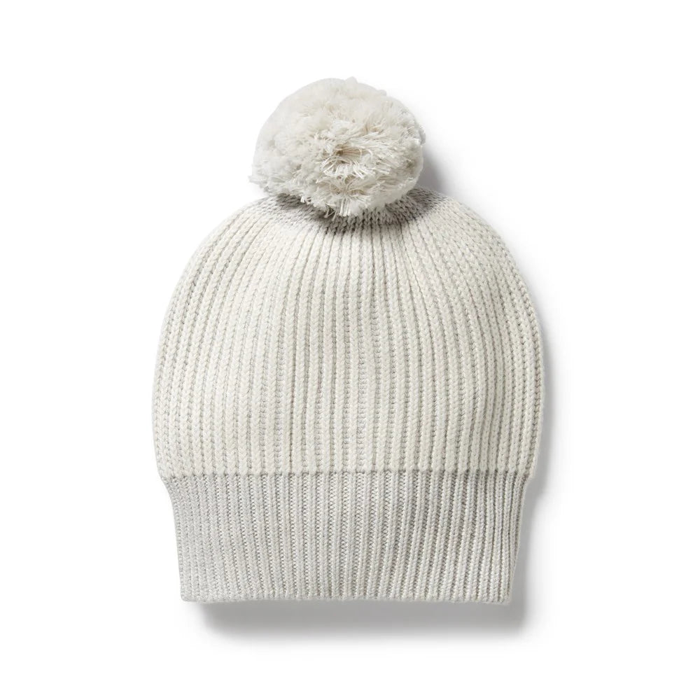 Wilson & Frenchy Grey Melange and Oatmeal Organic Knitted Ribbed Hat