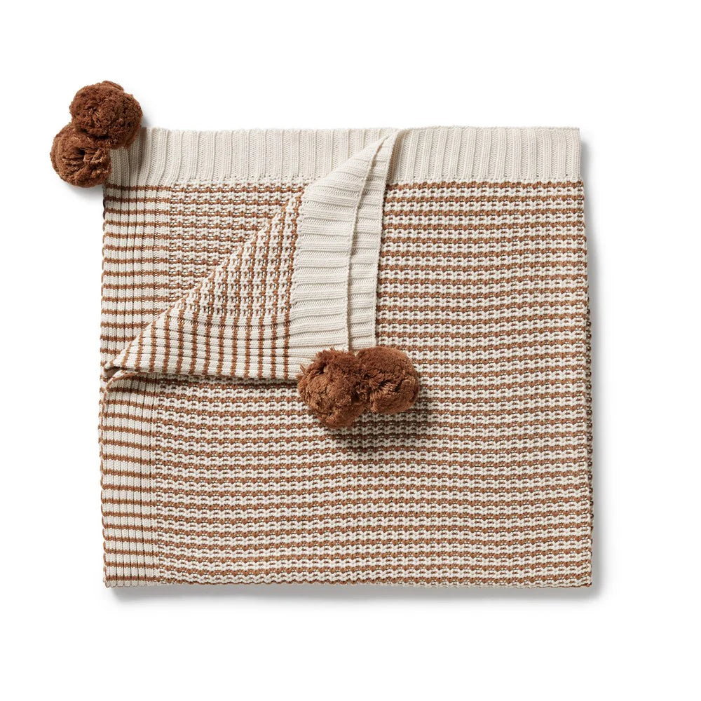 Wilson & Frenchy Cinnamon Stripe Organic Knitted Blanket