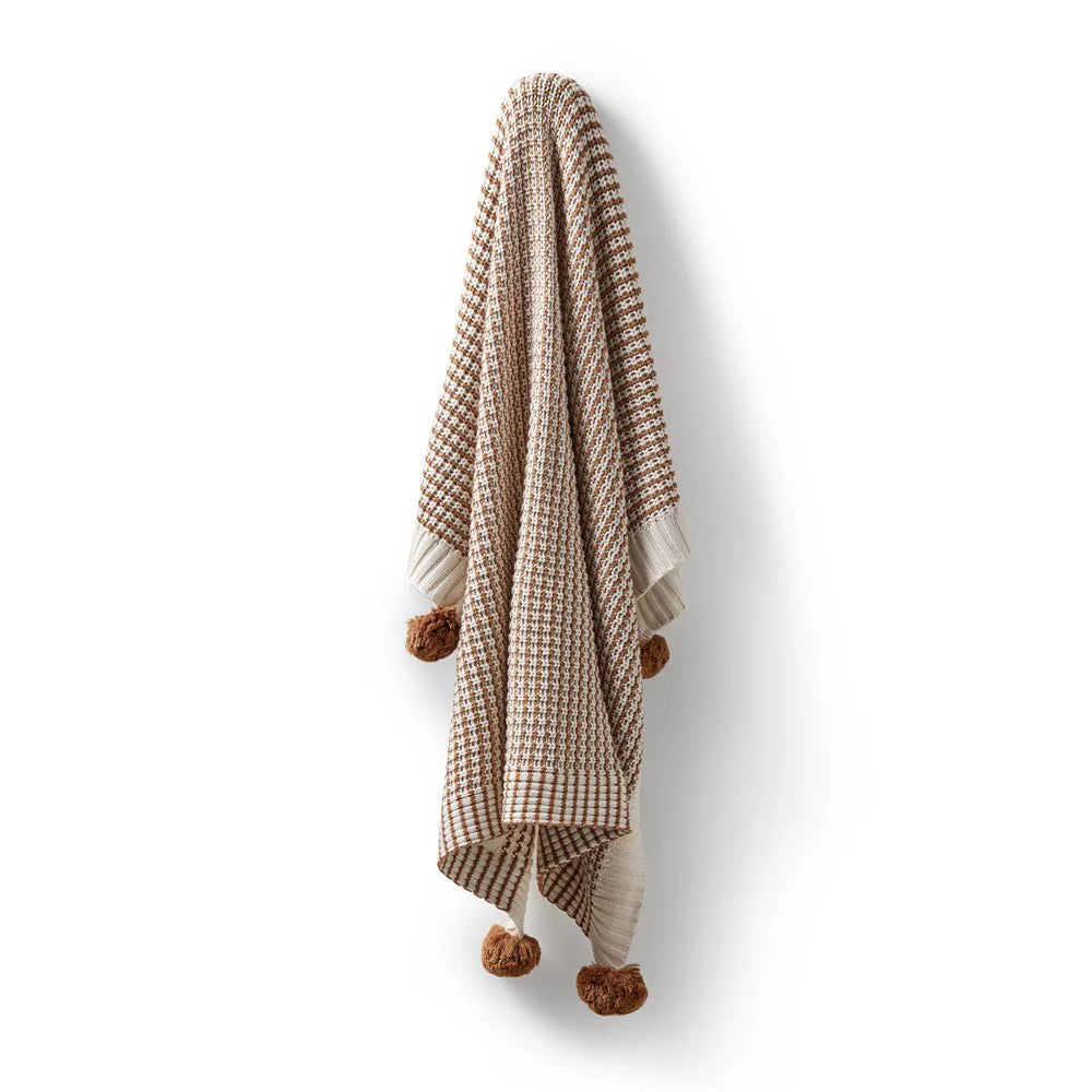 Wilson & Frenchy Cinnamon Stripe Organic Knitted Blanket