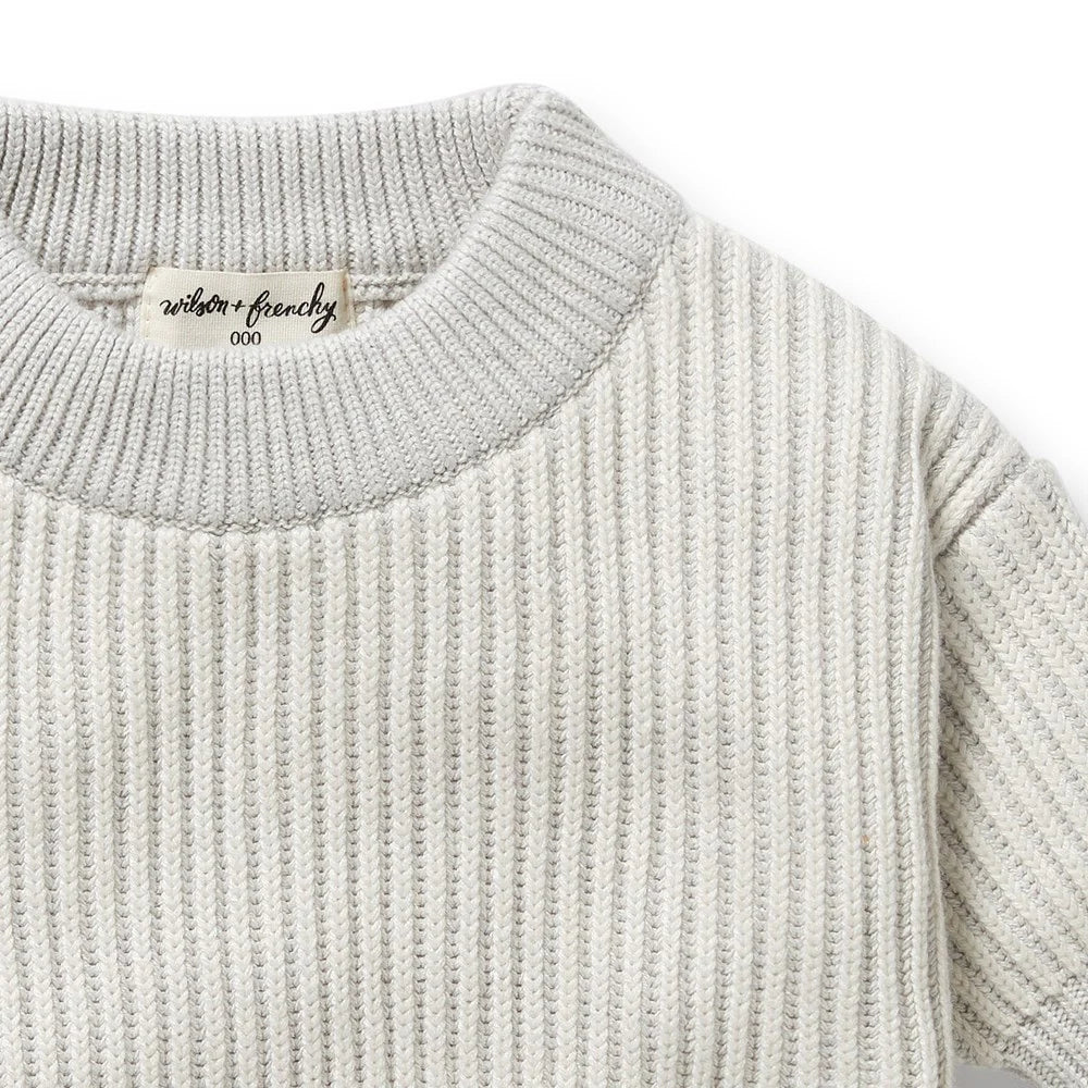 Wilson & Frenchy Grey Melange and Oatmeal Organic Knitted Ribbed Jumper