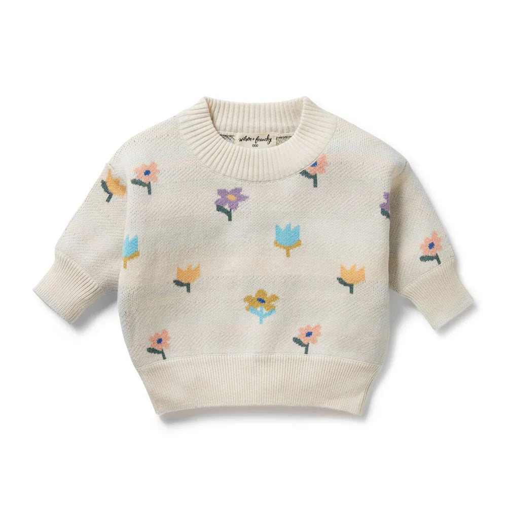 Wilson & Frenchy Flower Pop Organic Knitted Jacquard Jumper