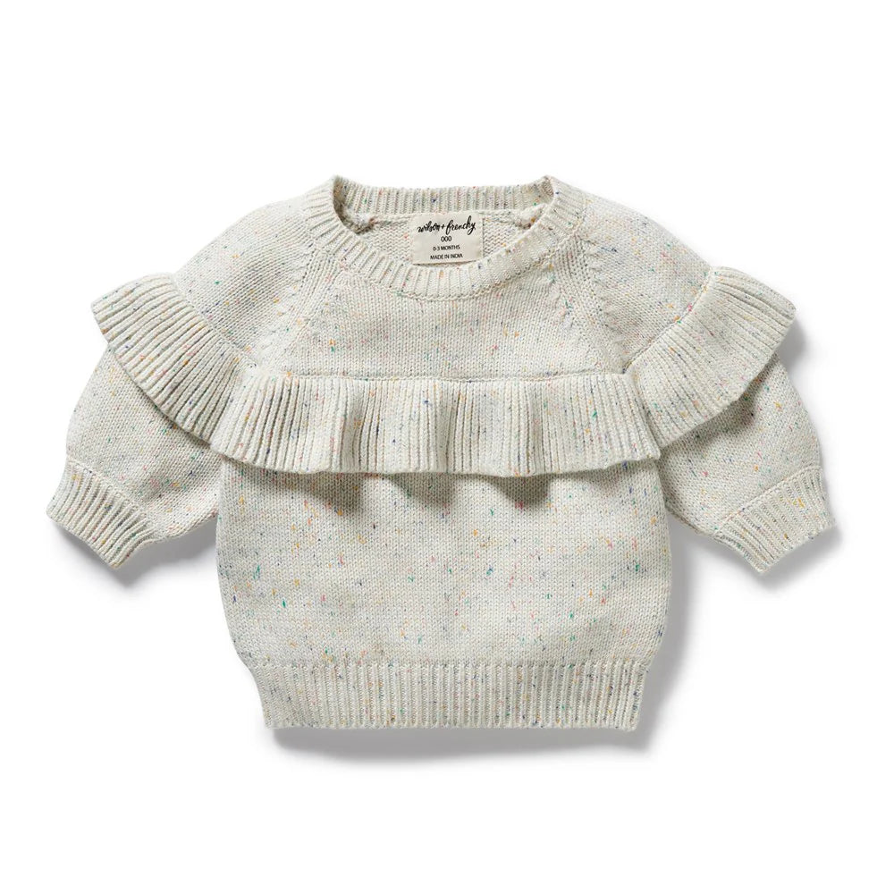 Wilson & Frenchy Hundreds and Thousands Organic Knitted Ruffle Jumper