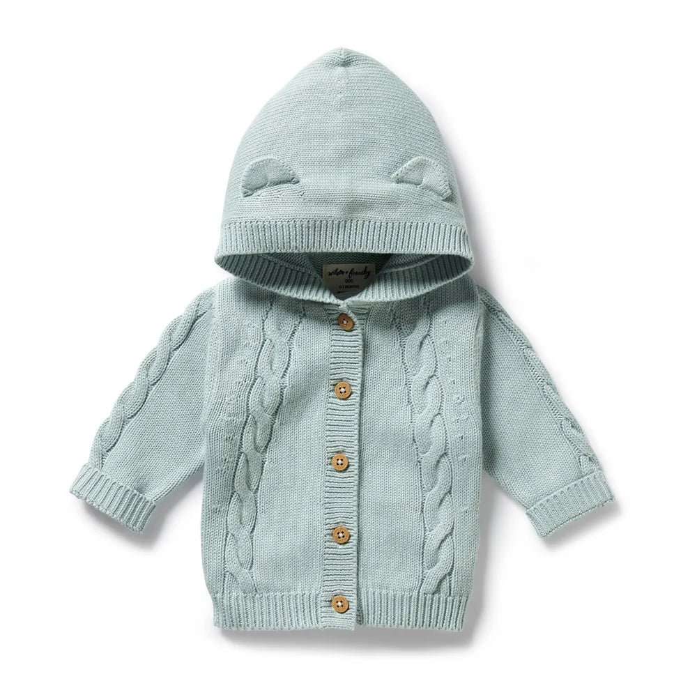 Wilson & Frenchy Duck Egg Organic Knitted Cable Jacket