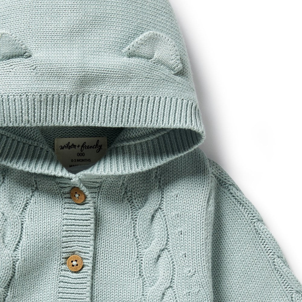 Wilson & Frenchy Duck Egg Organic Knitted Cable Jacket