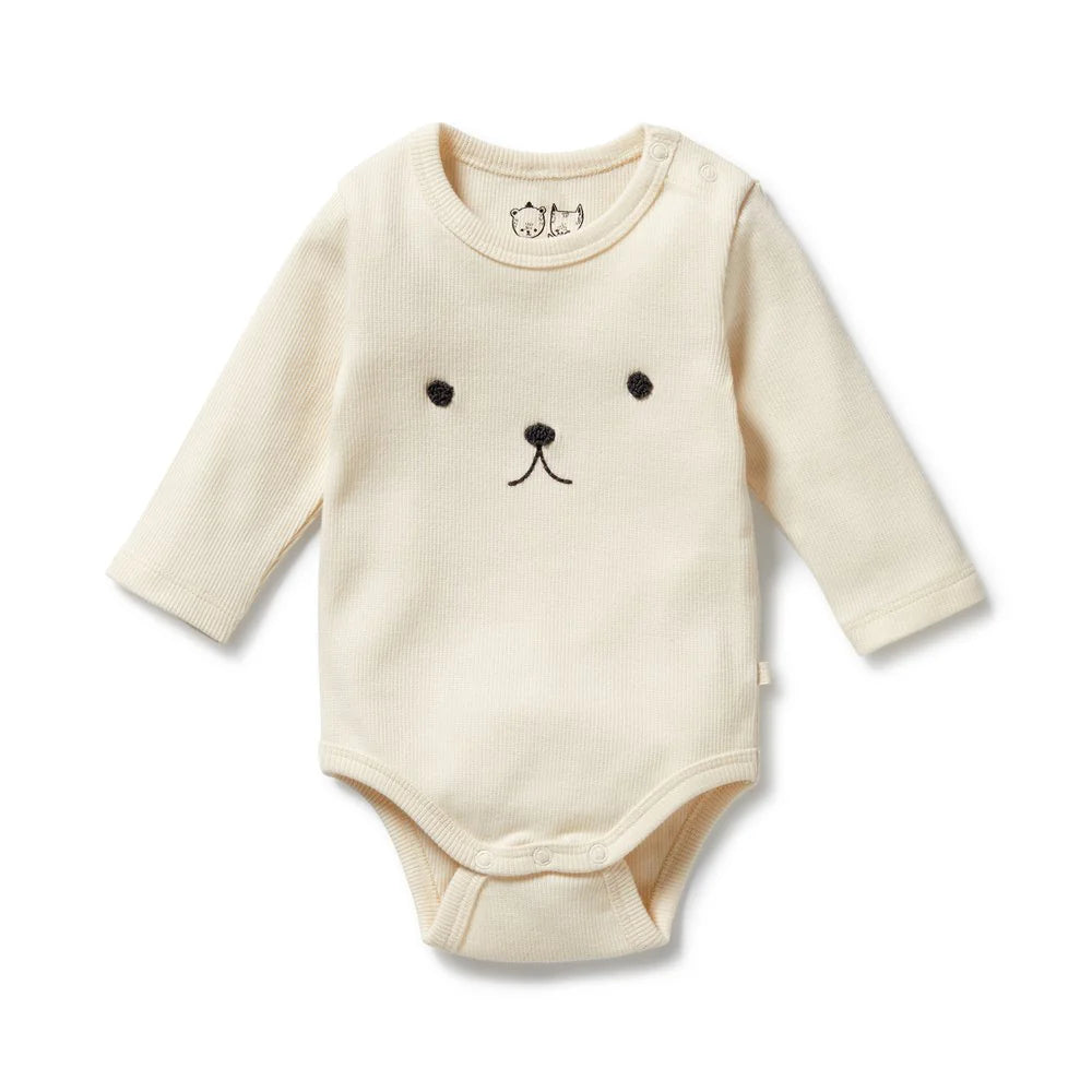Wilson & Frenchy Buttermilk Organic Rib Long Sleeved Bodysuit - Buttermilk