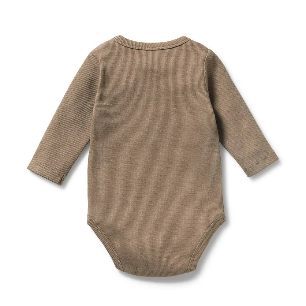 Wilson & Frenchy Walnut Organic Rib Long Sleeved Bodysuit