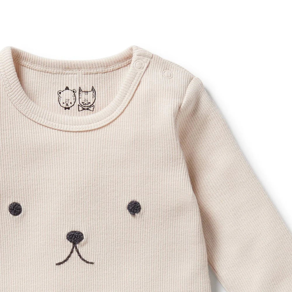 Wilson & Frenchy Dusty Rose Organic Rib Long Sleeved Bodysuit