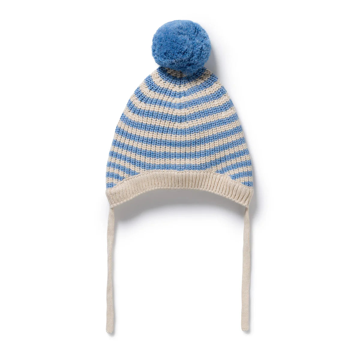 Wilson & Frenchy Frosted Blue Organic Knitted Stripe Bonnet