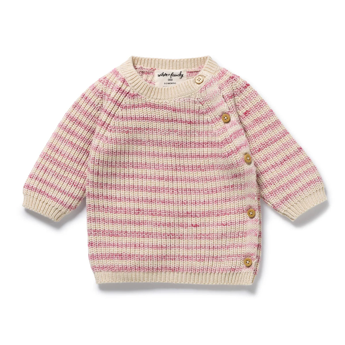 Wilson & Frenchy Rhubarb & Cream Organic Knitted Stripe Kimono Cardigan