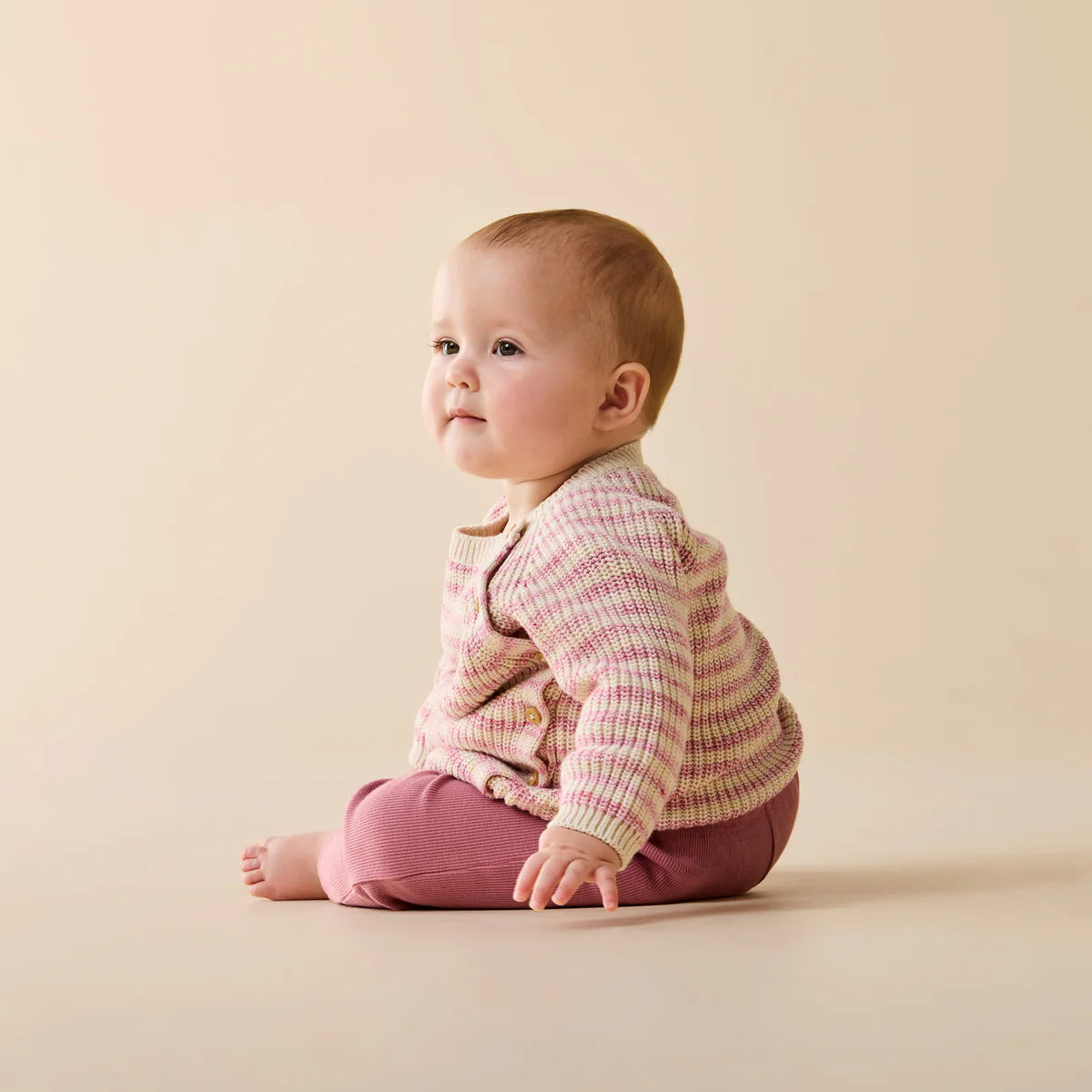 Wilson & Frenchy Rhubarb & Cream Organic Knitted Stripe Kimono Cardigan