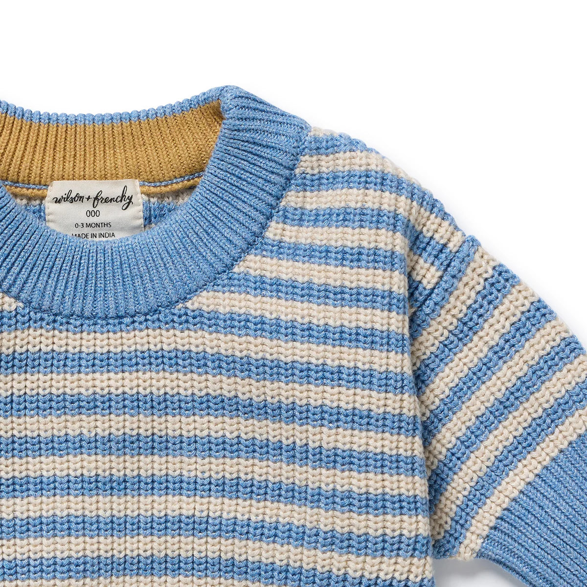 Wilson & Frenchy Frosted Blue Organic Knitted Stripe Jumper