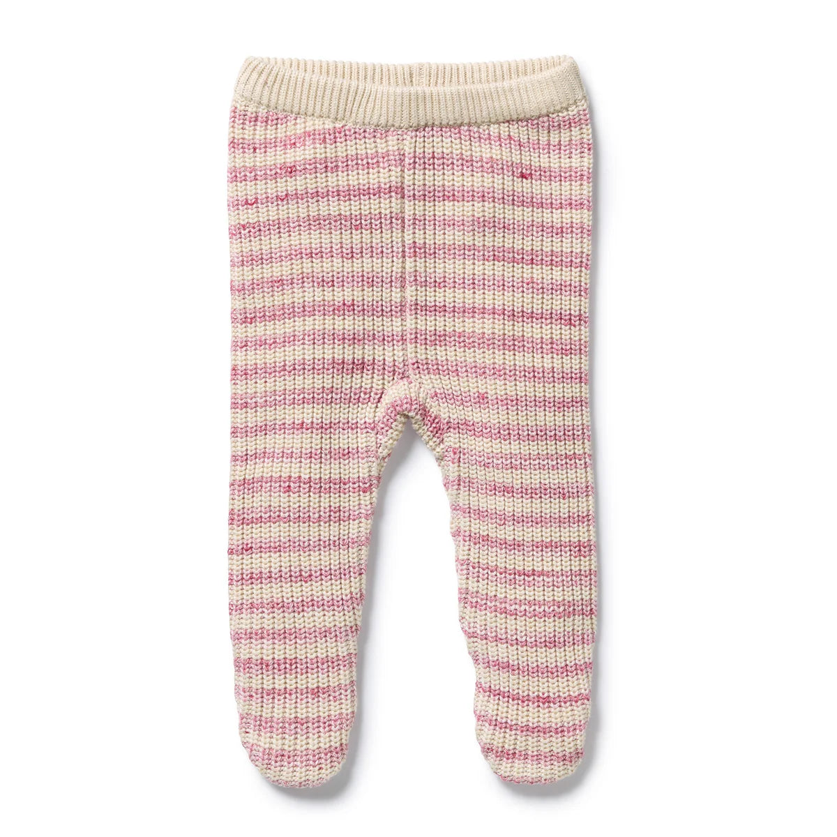 Wilson & Frenchy Rhubarb & Cream Organic Knitted Stripe Legging with Feet