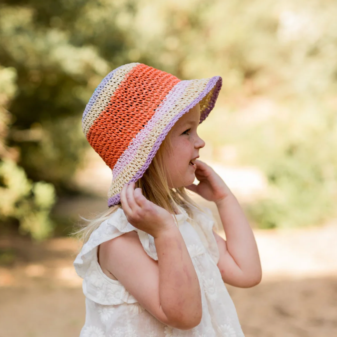 Acorn Kids Astrid Crochet Straw Hat- Sand Multi Colour