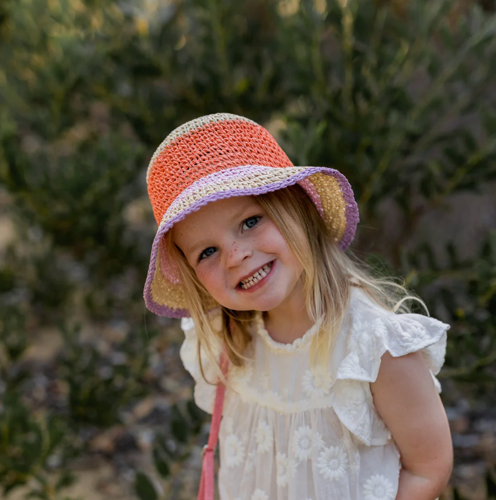 Acorn Kids Astrid Crochet Straw Hat- Sand Multi Colour