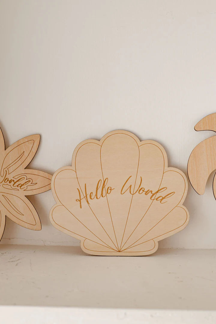 Woven Kids Announcement Plaque - Seashell