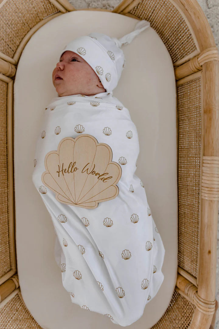 Woven Kids Announcement Plaque - Seashell