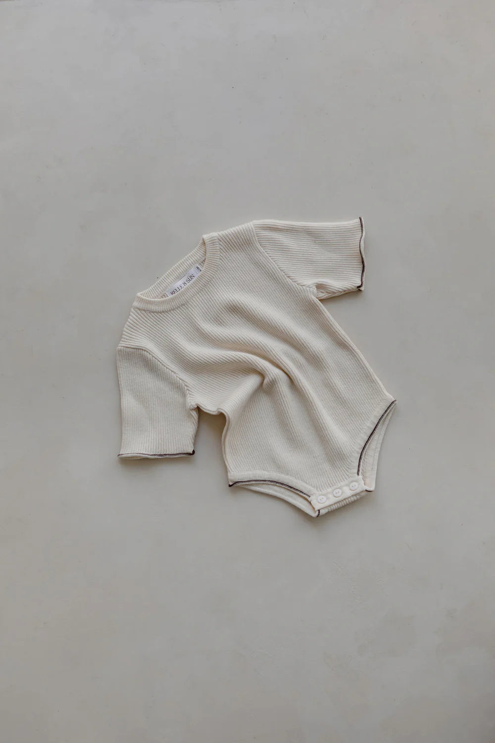 Belle & Sun Ribbed Romper - Natural