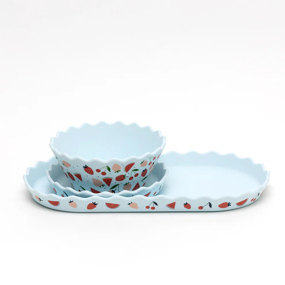 Chino Club Blue Fruits Silicone Bowl and Plate Set