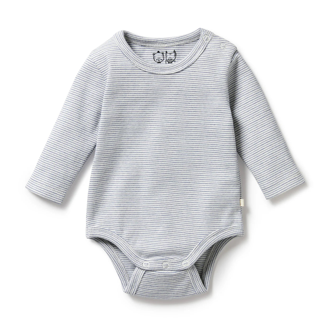 Wilson & Frenchy Organic Stripe Long Sleeved Rib Bodysuit - Rain Drops