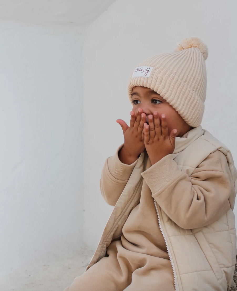 Bobby G Pom Pom Beanie - Creme