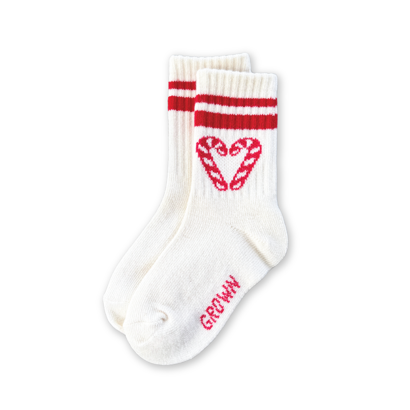 Grown Candy Cane Heart Socks - Milk