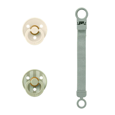 Bibs Colour Dummy & Loop Clip Gift Set - Sage