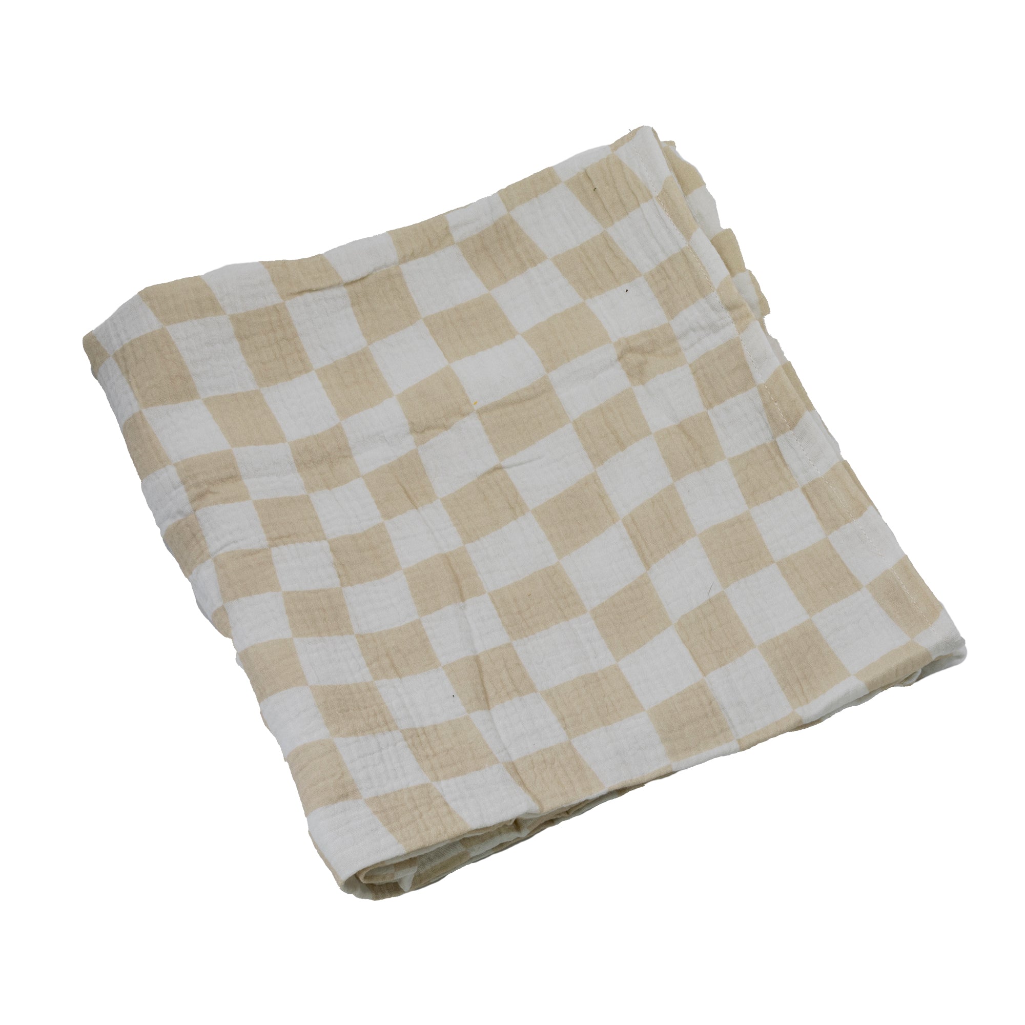 Golden Child Wavy Baby Checked Organic Swaddle - Stone