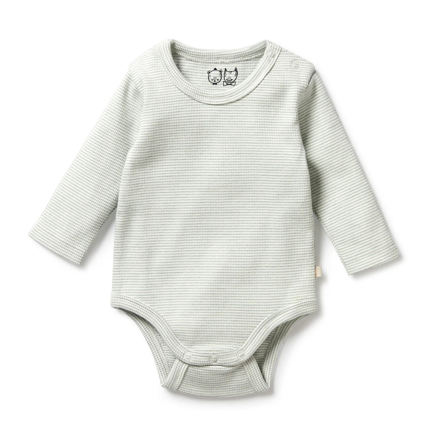 Wilson & Frenchy Organic Stripe Long Sleeved Rib Bodysuit - Fern