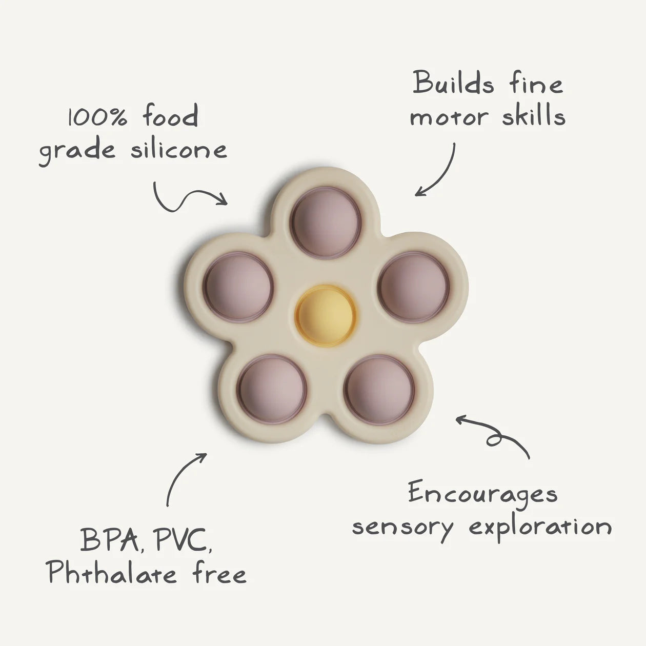 Mushie Flower Press Toy - Rose/ Blush/ Shifting Sand