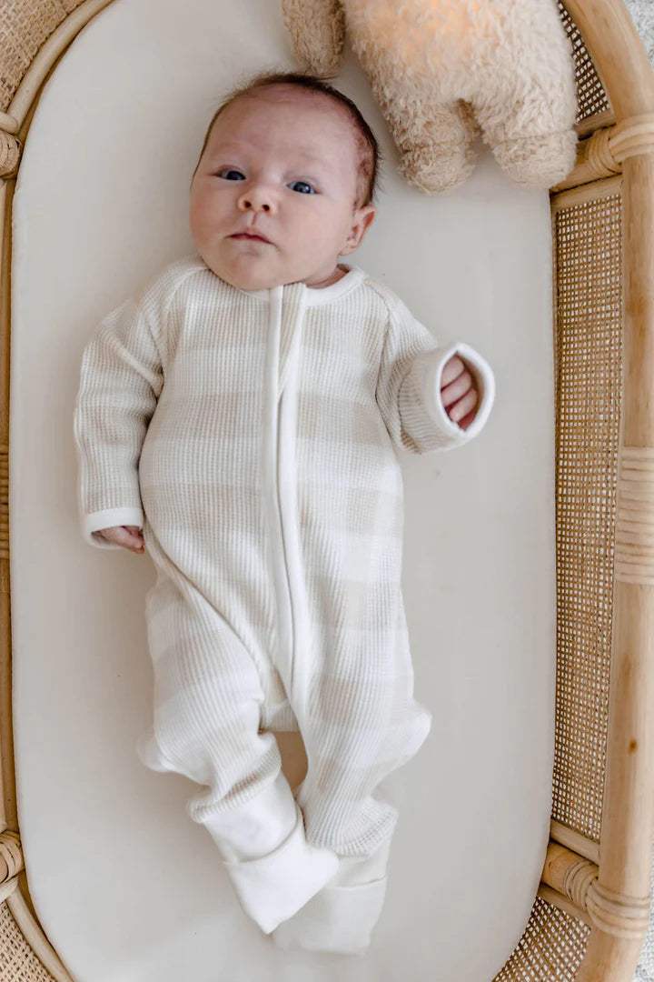 Woven Kids Gingham Waffle Zip Suit
